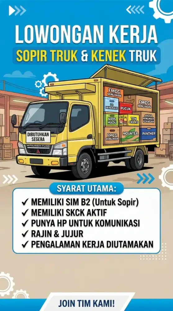 DIBTUHKAN Supir Truk dan Knek AMDK