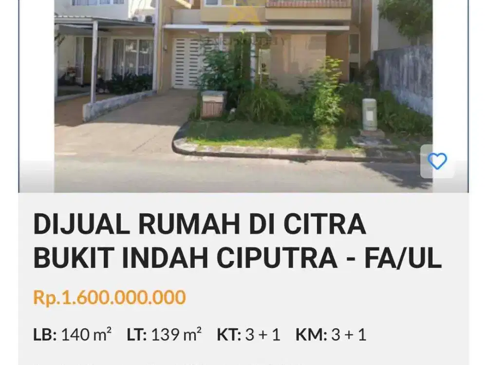 Dijual rumah di Ciputra lokasi strategis