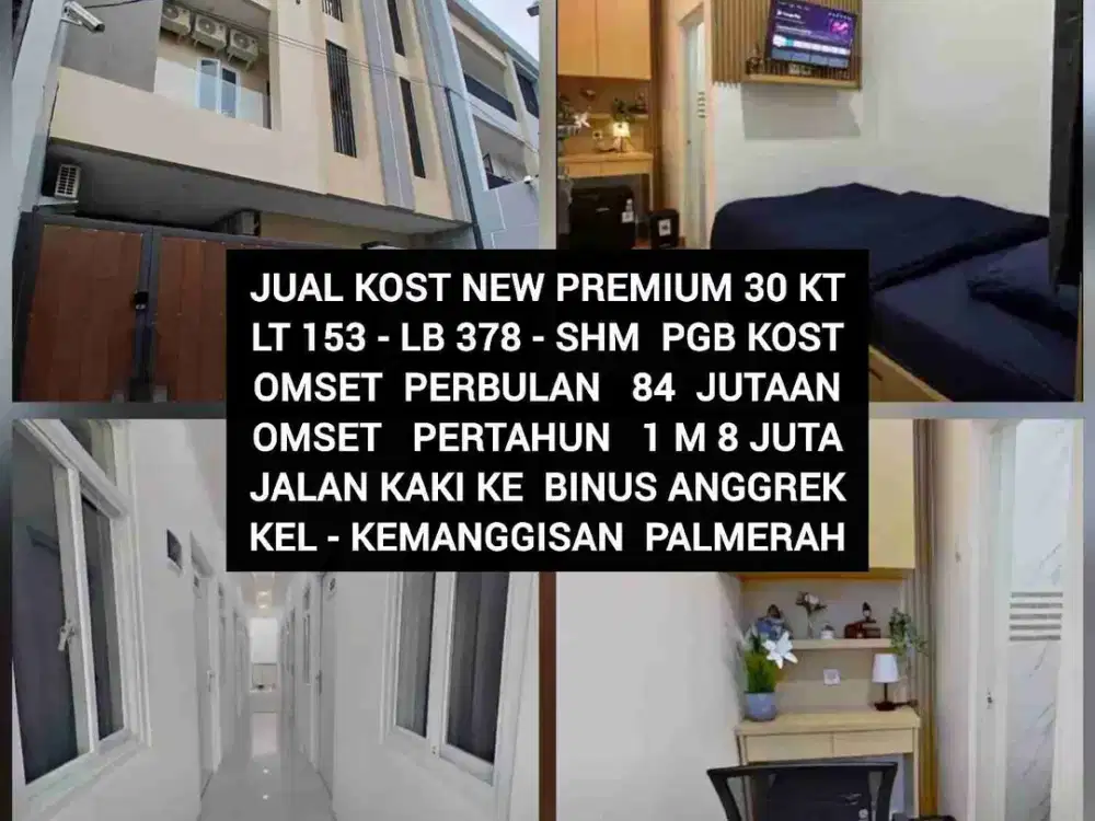 JUAL KOST KOSAN NEW PREMIUM 30 KT JALAN KAKI BINUS KEMANGGISAN PALMERAH