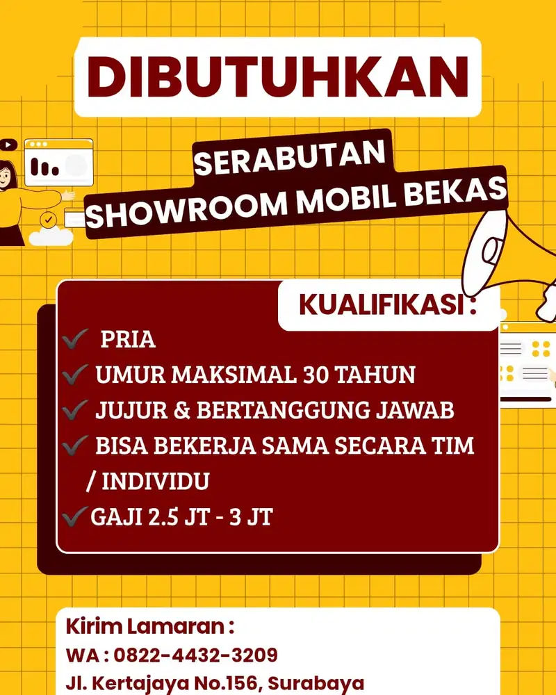 DICARI SERABUTAN MAKSIMAL UMUR 32 TAHUN