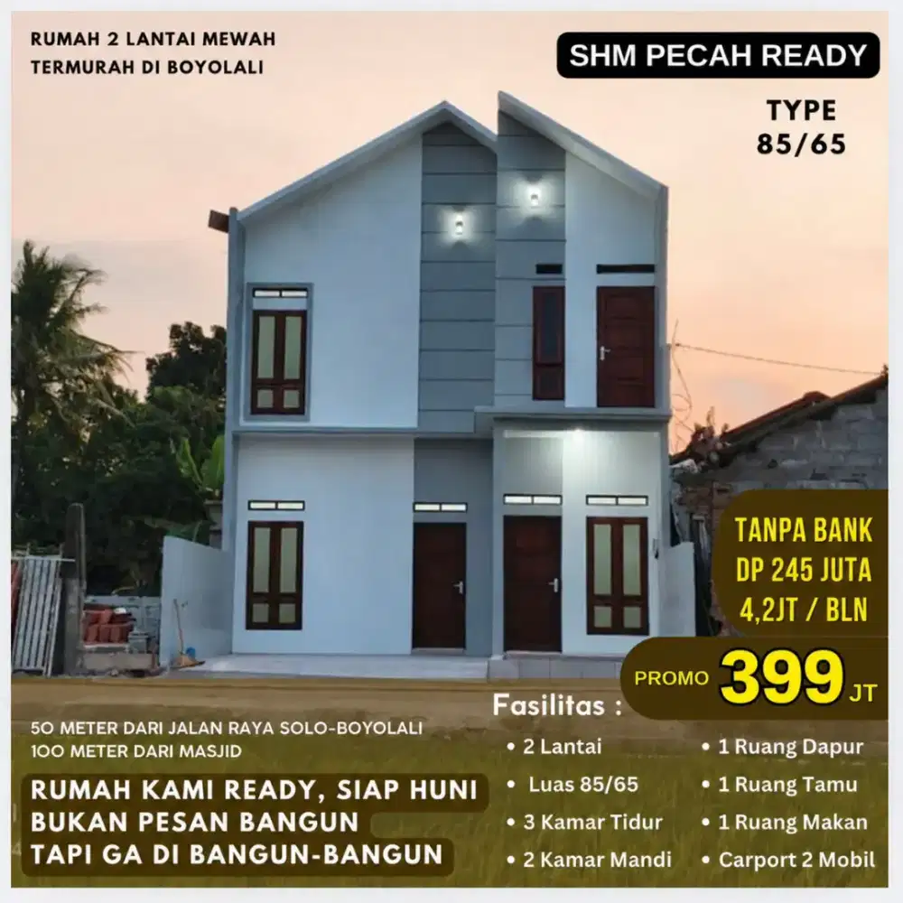 HOT PROMO RUMAH 2 LANTAI RANDUSARI TERAS BOYOLALI DEKAT PINTU TOL