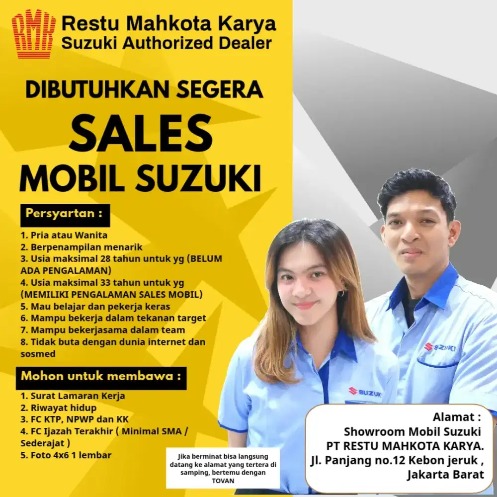 LOWONGAN SALES MARKETING SUZUKI