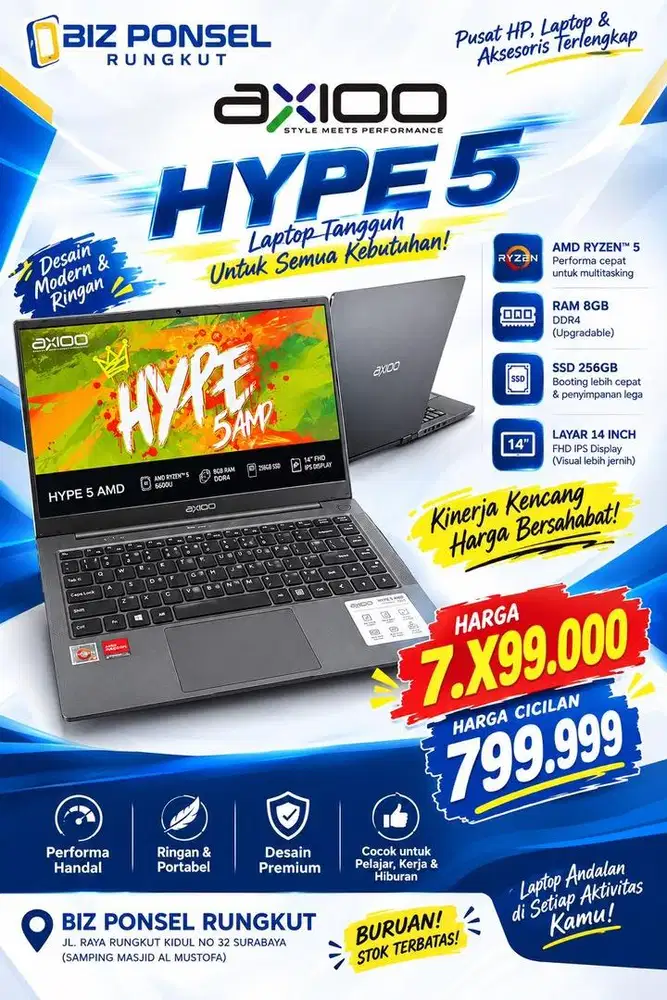 PROMO BANTING HARGA LAPTOP BARU RYZEN 5 RAM 8GB SSD 256GB