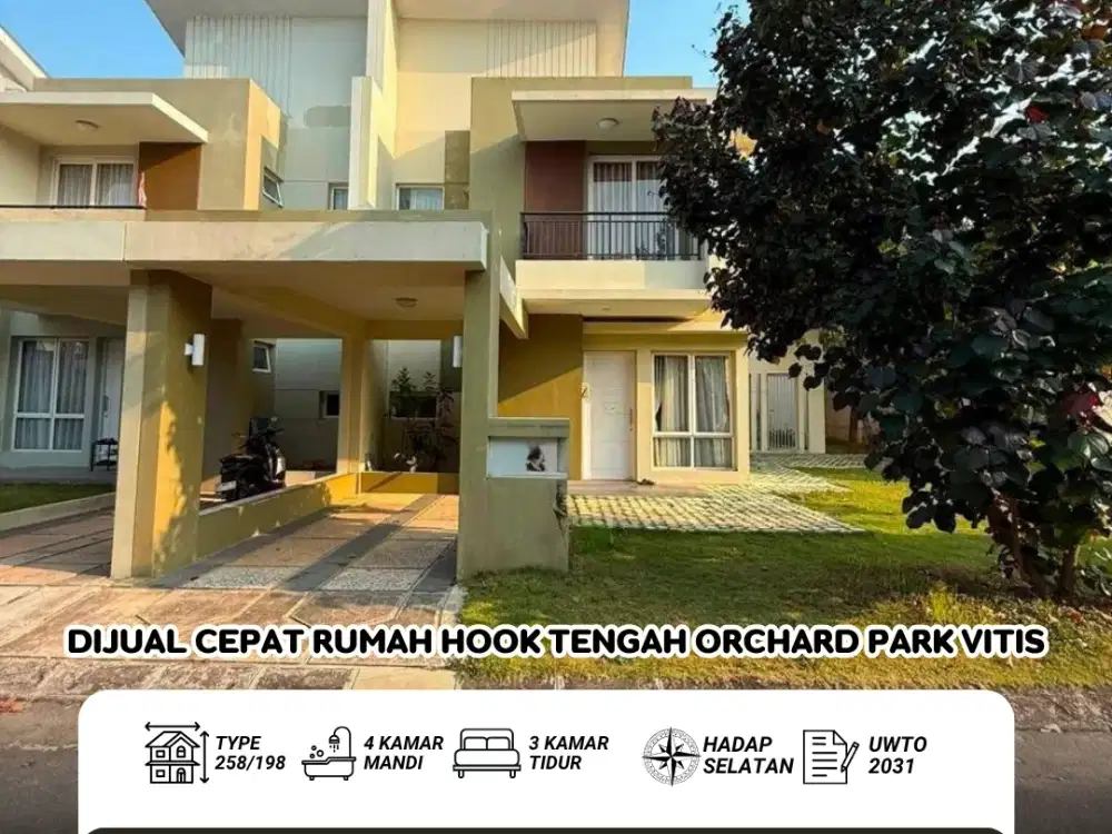 Dijual Cepat Rumah Hook Tengah Orchard Park Vitis