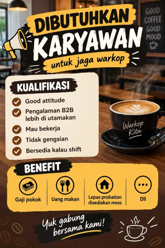 Waiters / jaga warkop