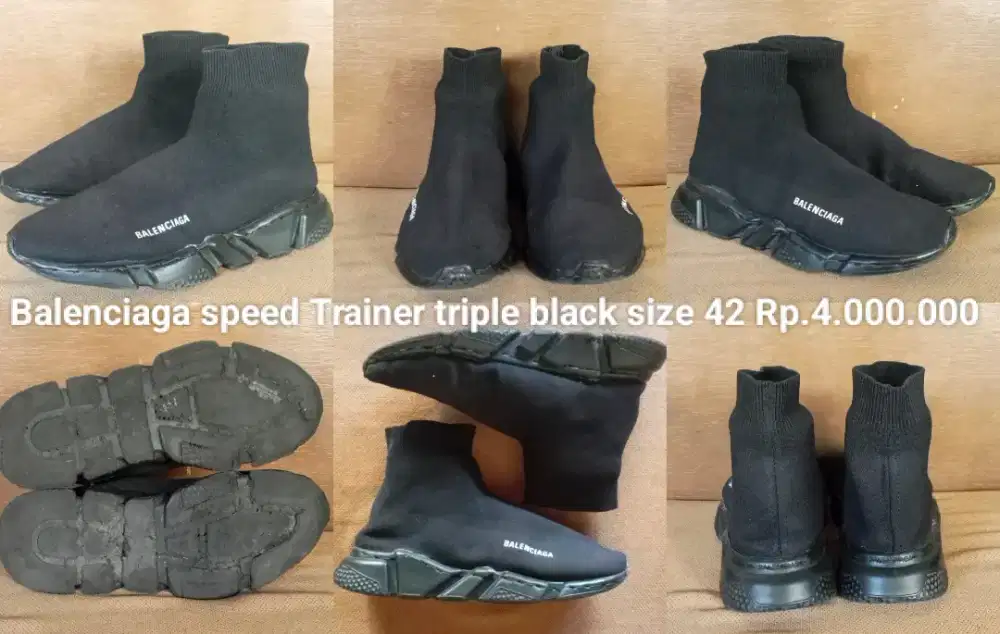 Sepatu Balenciaga speed trainer triple black size 42