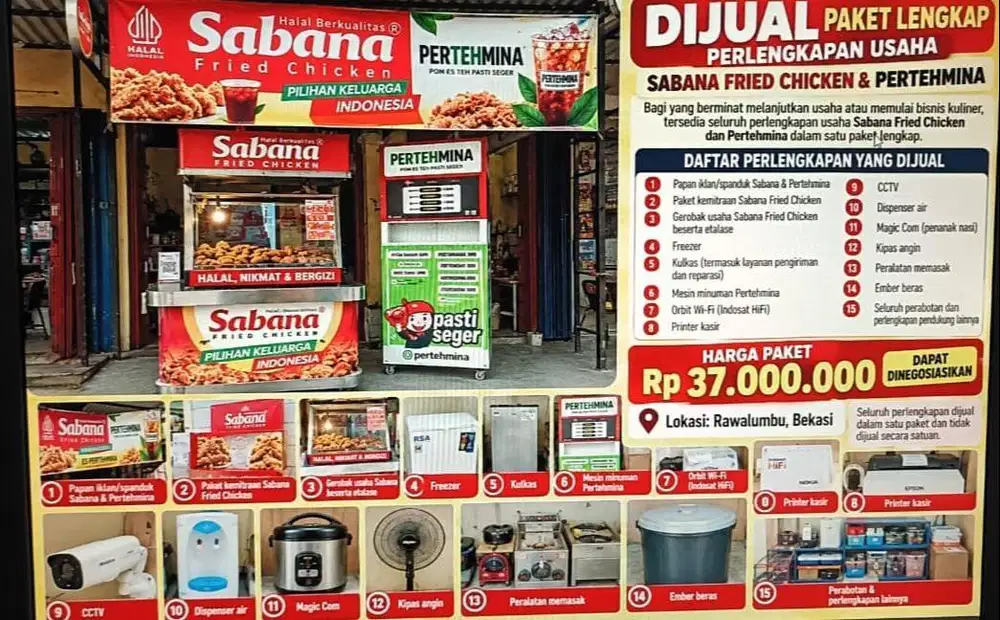 DIJUAL PERLENGKAPAN USAHA SABANA FRIED CHICKEN