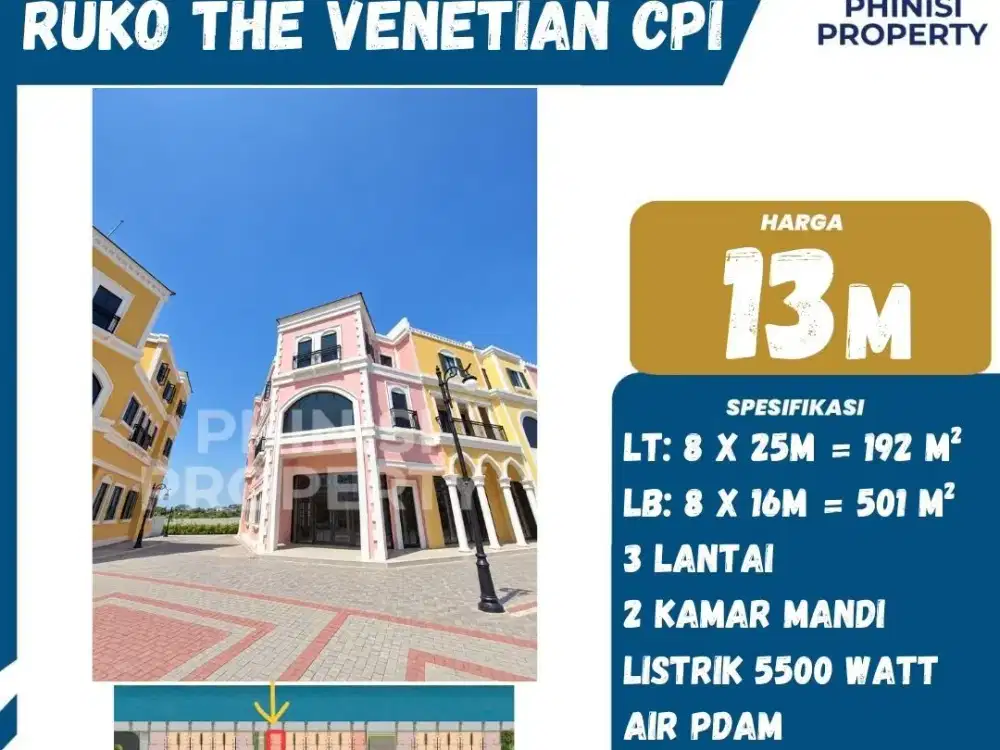 DIJUAL Ruko sudut The Venetian CPI