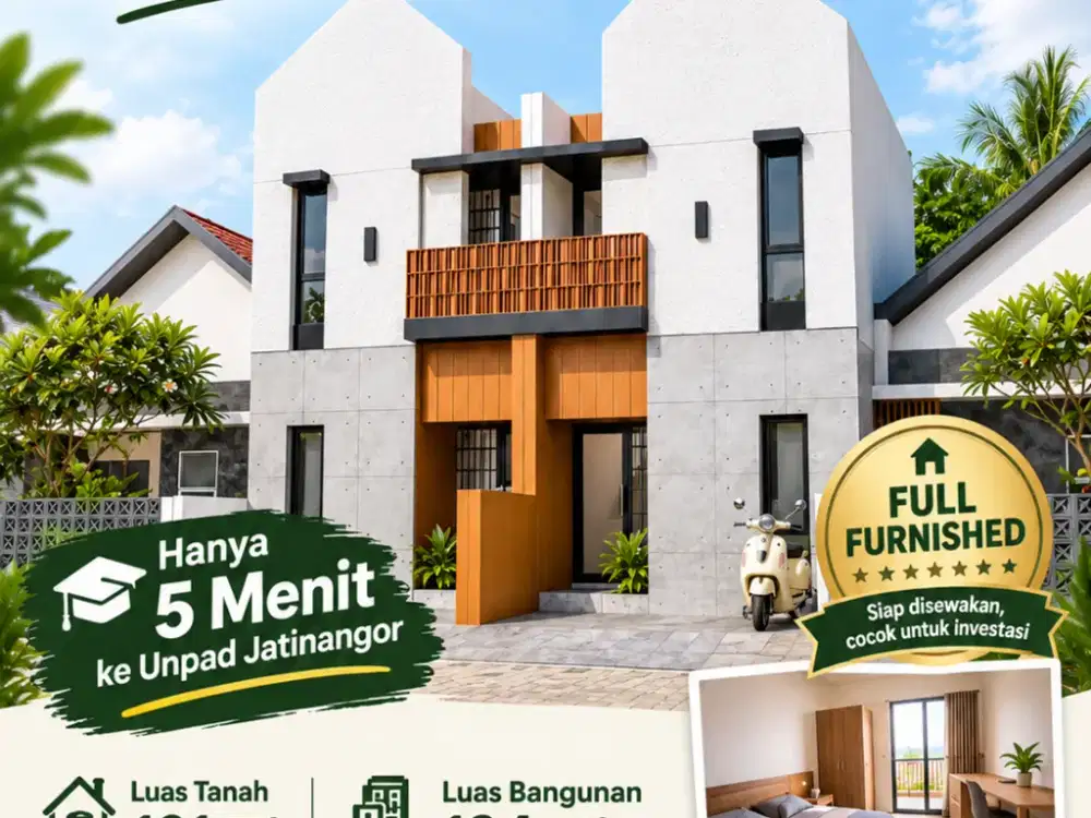 Kost Eksklusif 8 Kamar Full Furnished, Cukup 5 Menit ke Unpad!
