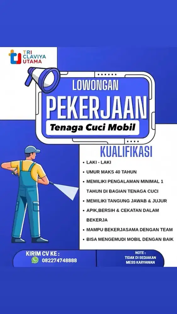 Lowongan Pekerjaan Tenaga Cuci Mobil (Carwash)