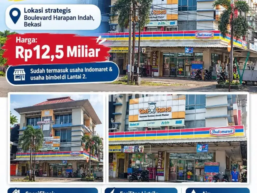 Dijual Ruko 4 Lantai + Usaha Autopilot Indomaret dan Bimbel