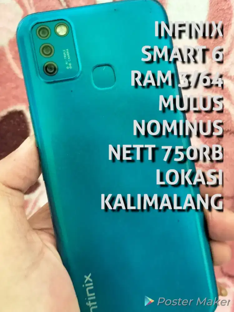 Infinix Smart 6 3/64 Mulus Nett 750rb Passs. Lok.Kalimalang