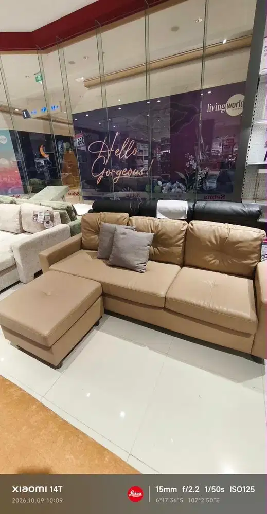 Jual murah sofa L bahan kulit