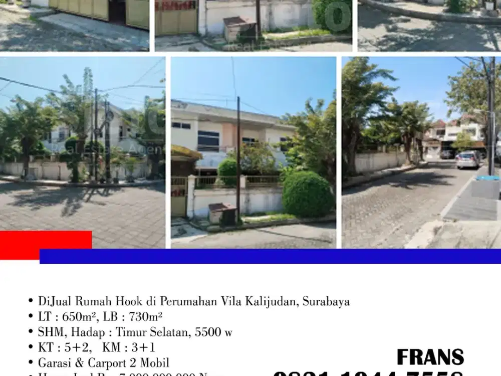 DiJual Cepat Rumah Hook di Perumahan Vila Kalijudan, Di Kota Surabaya