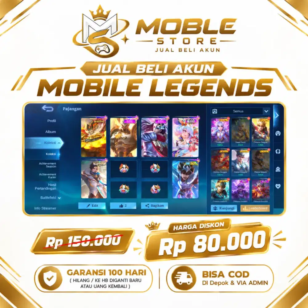 JUAL AKUN MOBILE LEGENDS HARGA 80K