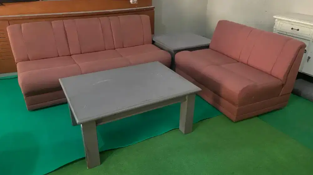 kursi Sofa bekas Kursi ruang tamu second 1 set sama meja