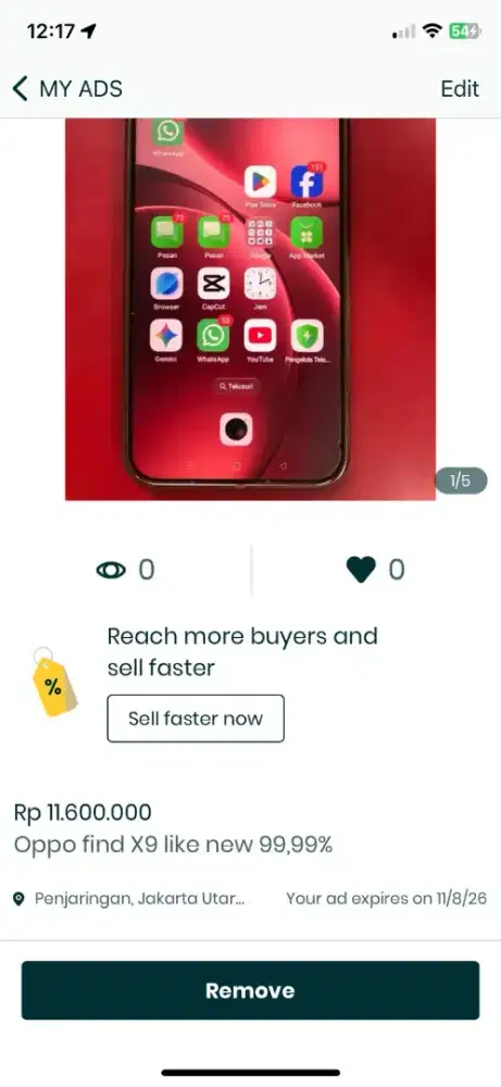 Oppo fine x 9 seperti baru