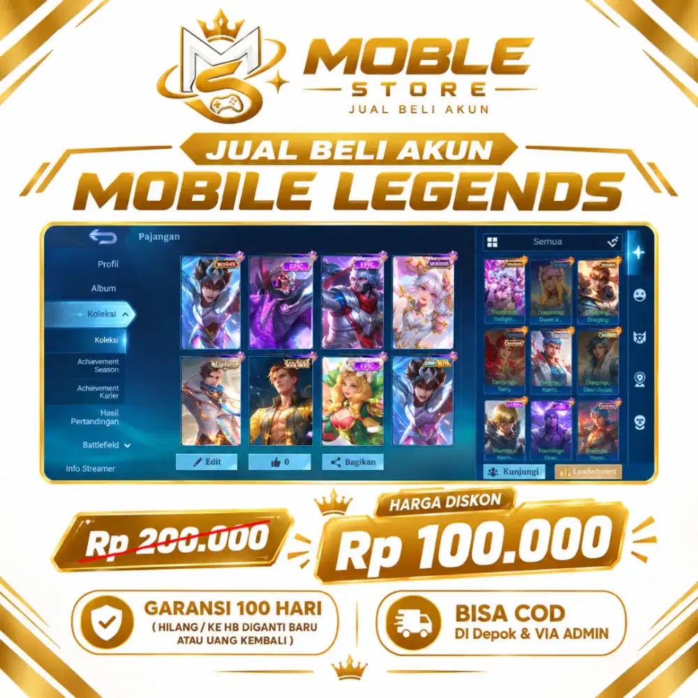JUAL AKUN MOBILE LEGENDS HARGA 100K
