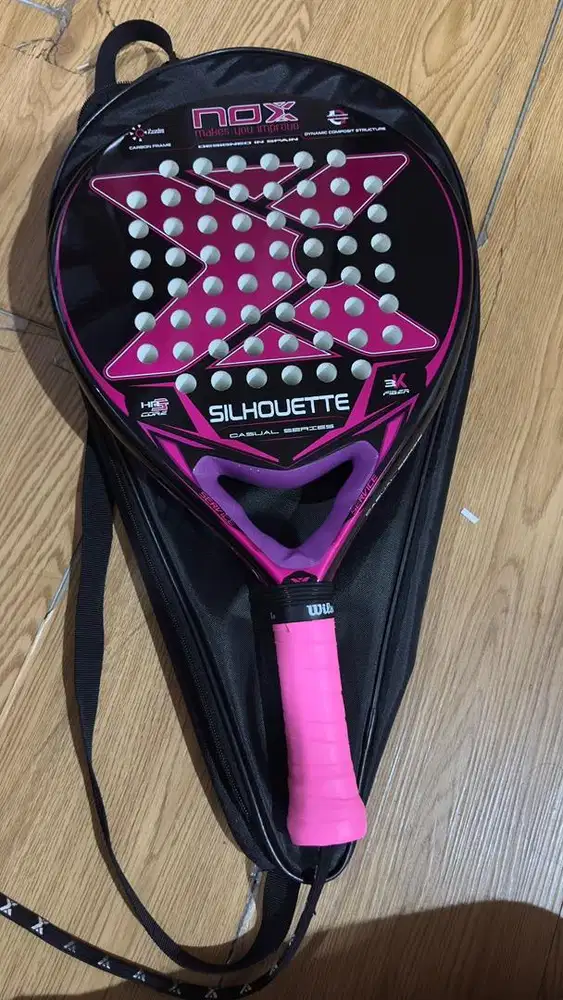 Jual raket racket padel Nox silhouette pink hitam