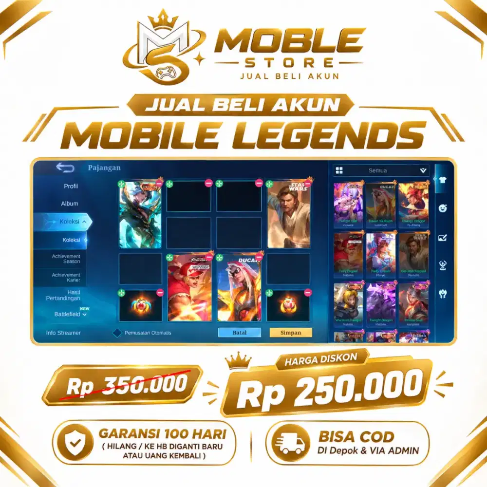 JUAL AKUN MOBILE LEGENDS HARGA 250K
