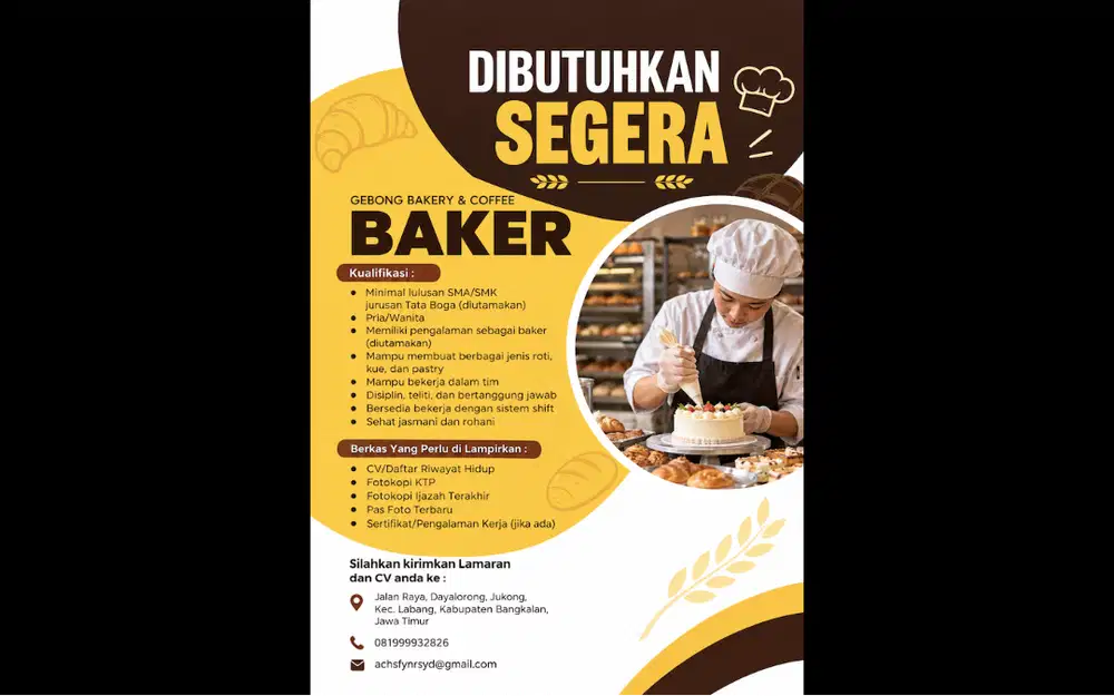Lowongan Kerja Baker – Gebong Bakery & Coffee