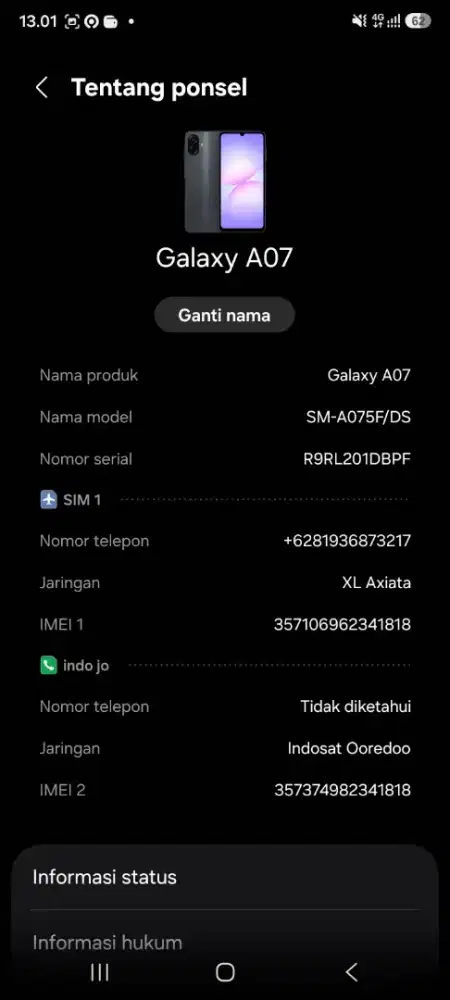 Samsung a07 black
