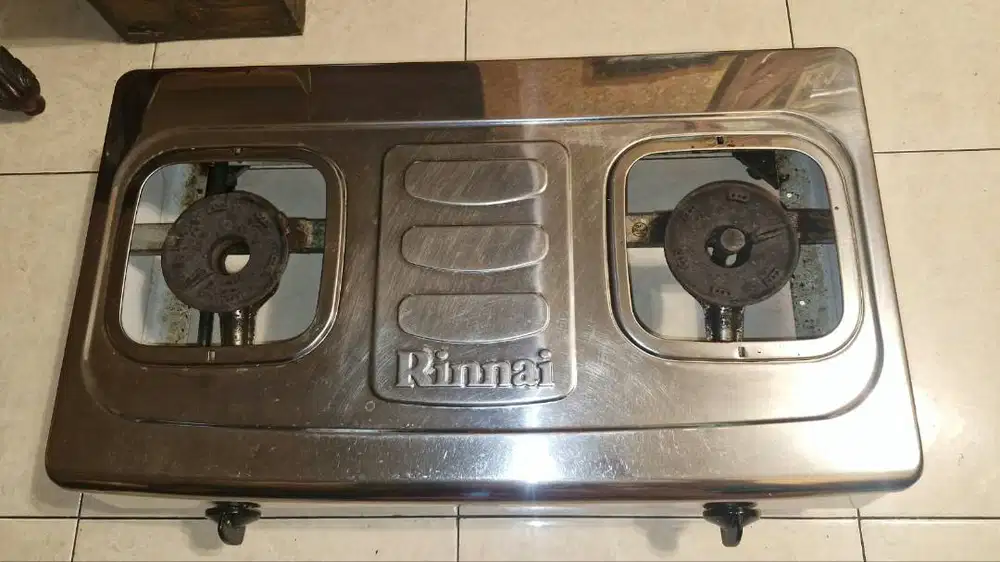 Kompor Rinnai 712T Turbo Stainless 2 Tungku Putih + Selang & Regulator