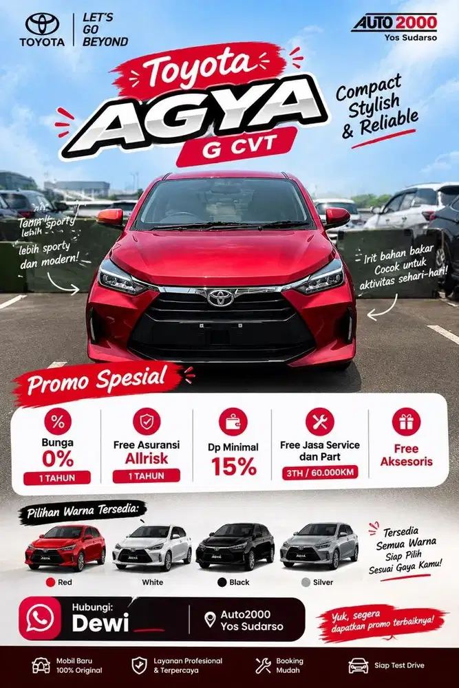 Toyota Agya G CVT 2026 | Promo Terbaik | Ready All Color