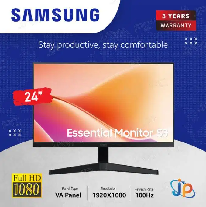 Monitor Samsung 24 S3 S24F330 FHD 100Hz Bekas Fullset