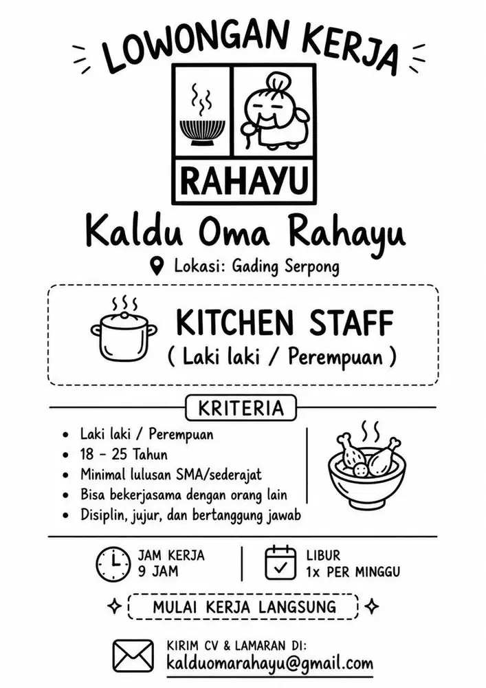DICARI KITCHEN BUTUH SEGERA
