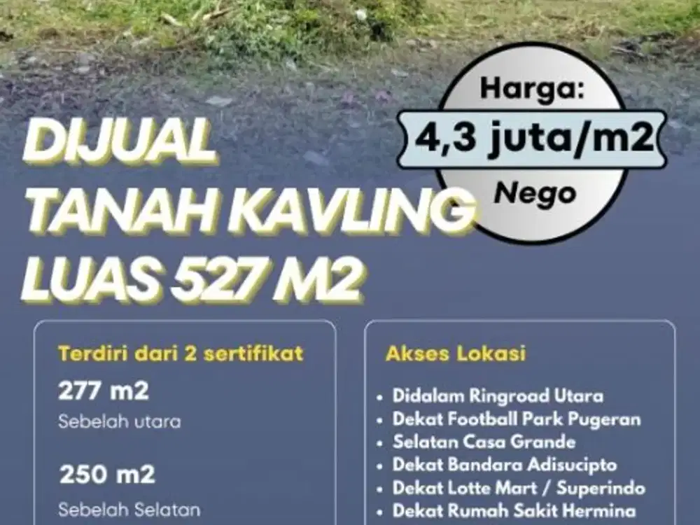 LT 527 LD20 PUGERAN MAGUWOHARJO DEPOK TANAH KAVLING DALAM RINGROAD DEKAT SETURAN, BABARSARI, JANTI, TOL JOGJA SOLO, UPN, AMIKOM, FE UII CONDONGCATUR