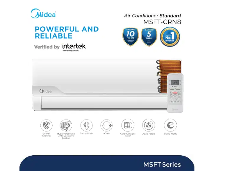Midea AC Split 1.5 PK Standard Golden Coating Hyper Grapfins - MSFT-12