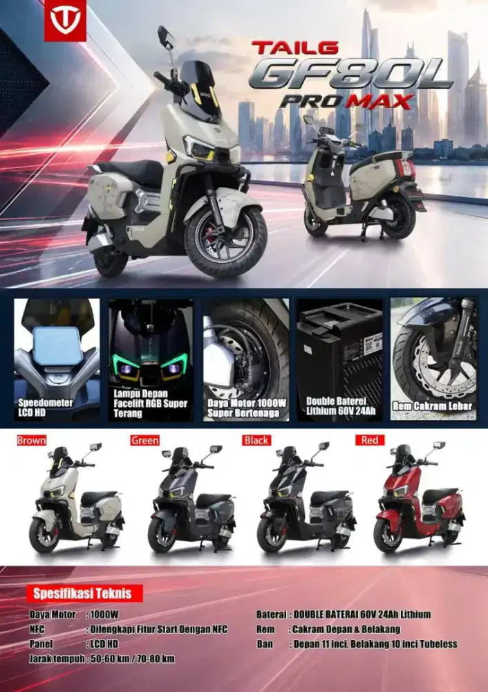Jual sepeda listrik Tailg GF80L pro max