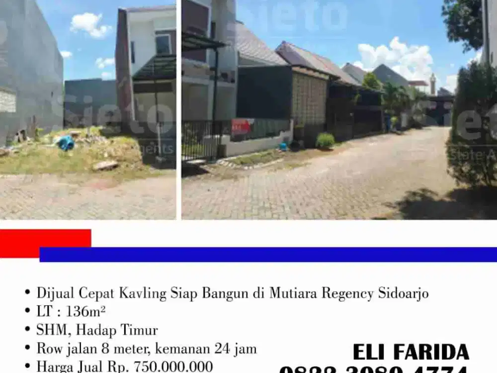 Dijual Cepat Kavling Siap Bangun di Mutiara Regency Sidoarjo