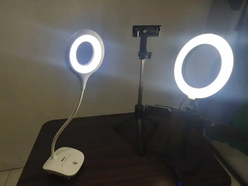 Bundling (Ring Light + Tripod + Lampu Meja + Lampu Tidur/Colok)