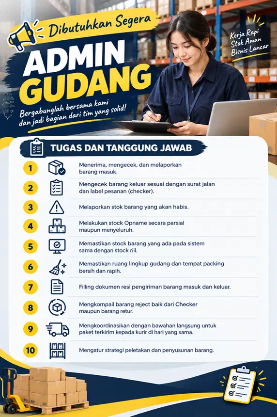 Dicari Admin Gudang Berpengalaman
