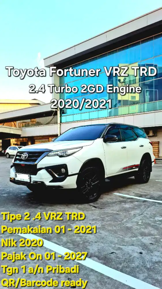 Toyota Fortuner 2.4 VRZ TRD 2020/2021, Record Resmi, Full Ori