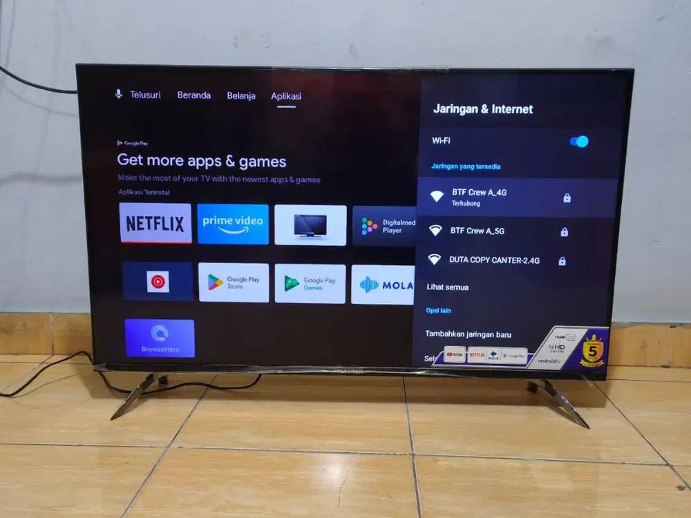 LED Android TV Polytron 43 Inch PLD43AG9953 Bisa Wifi Youtube Netflix