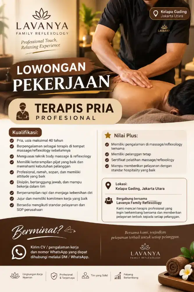 Lowongan Terapis Pria Profesional