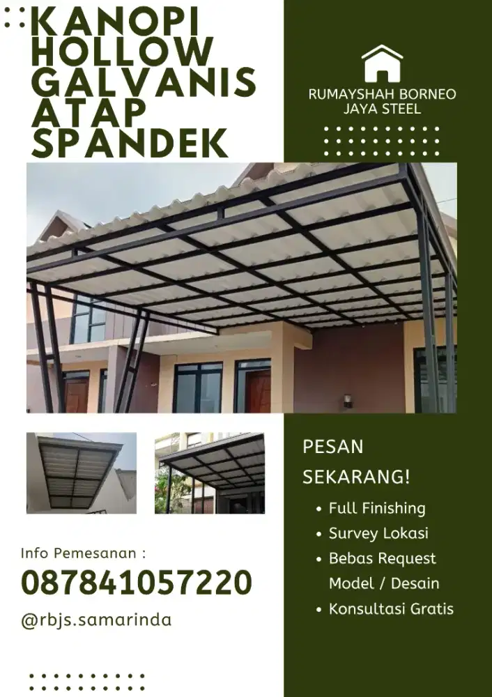 KANOPI HOLLOW GALVANIS ATAP SPANDEK MINIMALIS