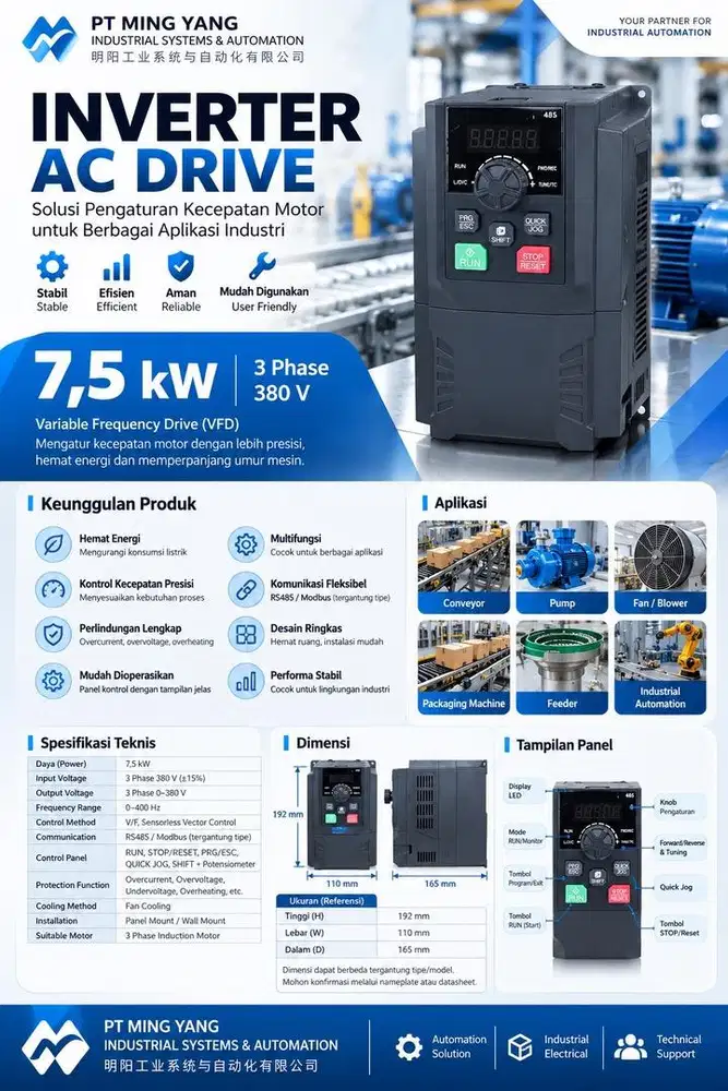 Inverter 7.5KW 3P Merk ZSK Ready Stok