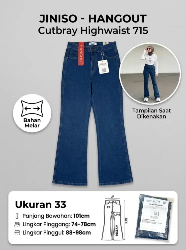JINISO - HANGOUT Cutbray Highwaist 715-Ukuran 33