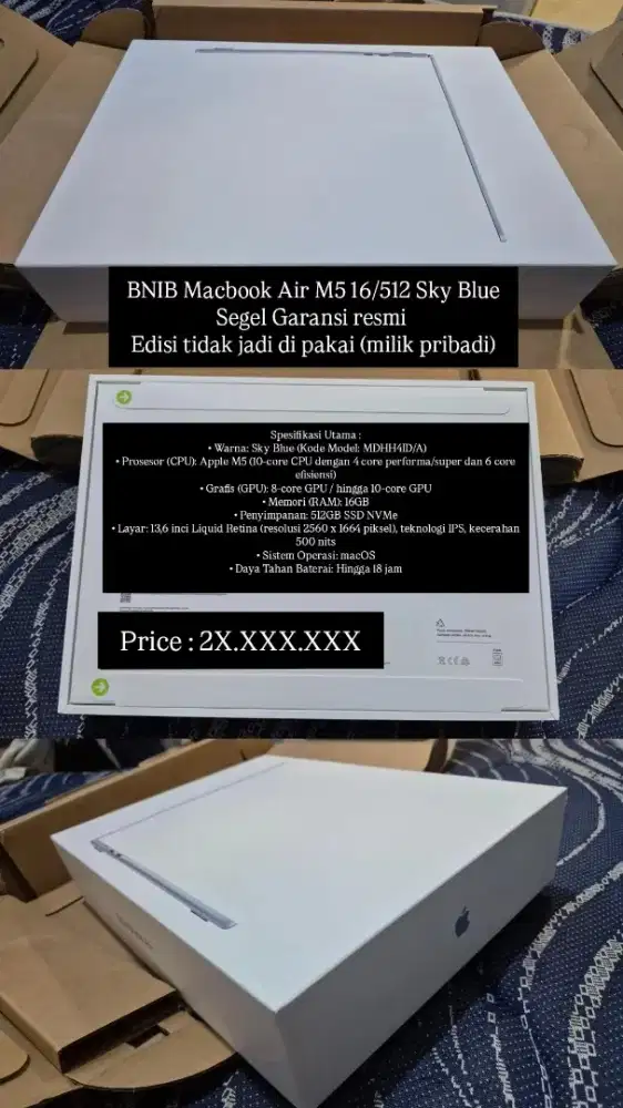 BNIB Macbook Air M5 16/512 Skyblue