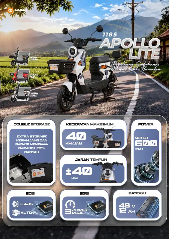New Sepeda Listrik Goda 118s Apollo Lite