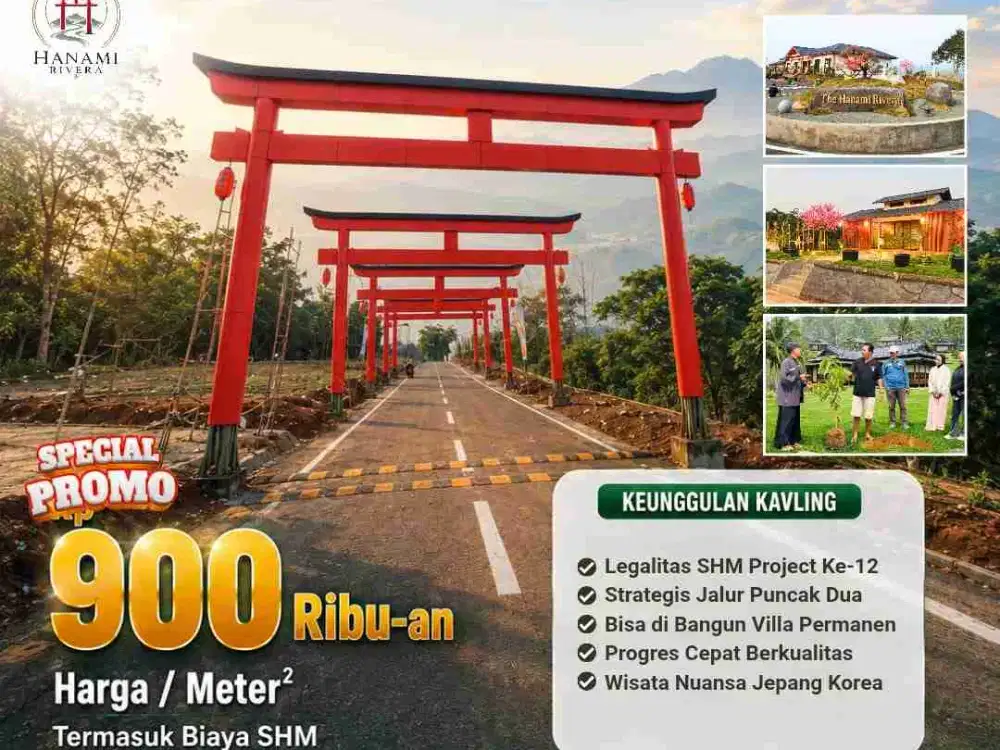 THE HANAMI RIVERA Tanah Kavling SHM READY Nuansa Jepang Korea Bisa Bangun Rumah Villa Dekat Jakarta Depok Sentul Bekasi Jonggol Bogor 60 Menit Tol Nagrak Cibubur