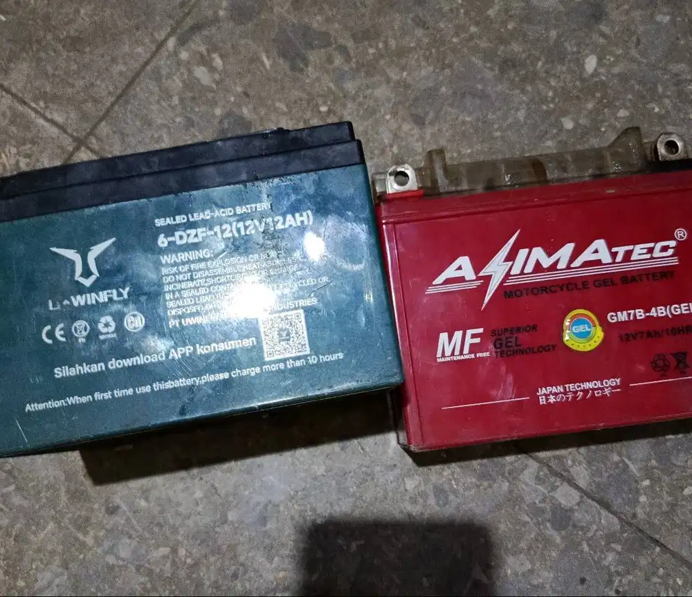 Baterai Sepeda listrik Uwinfly dan Aki motor Azimatec harga selakunya.