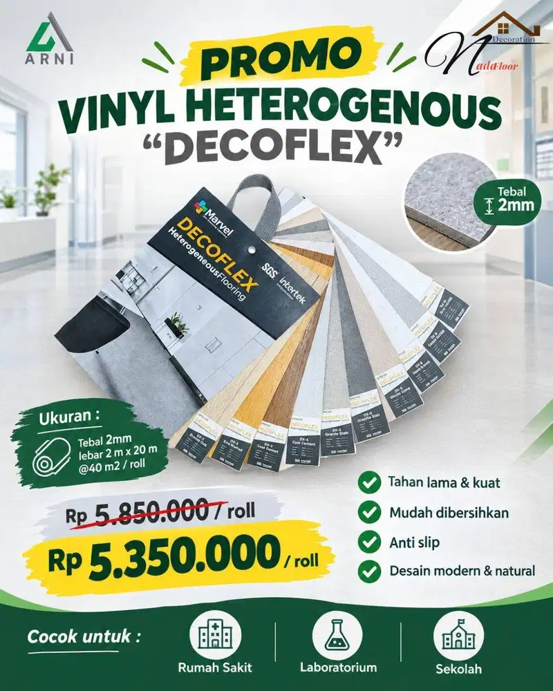 Decoflex vinyl roll tebal 2 mm / Karpet vinyl rollan heterogenus
