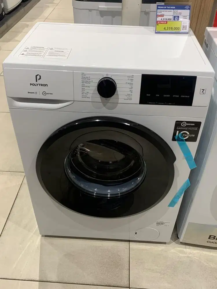Cicilan polytron wm front loading 7kg white