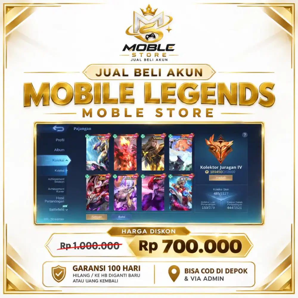JUAL AKUN MOBILE LEGENDS HARGA 700K
