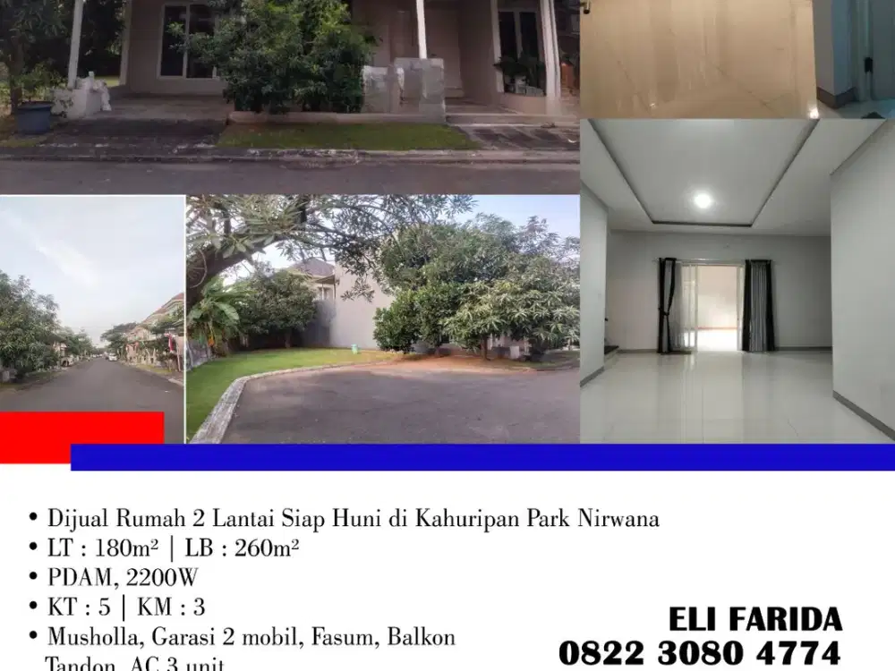 Dijual Rumah 2 Lantai Siap Huni di Kahuripan Park Nirwana